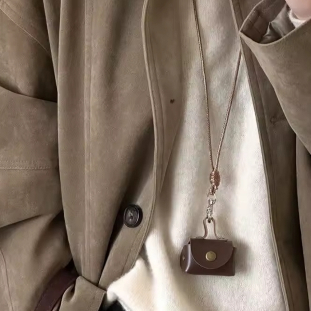 New Mini Leather Coin Purse Necklace • Brown • Bag Necklace • NWOT